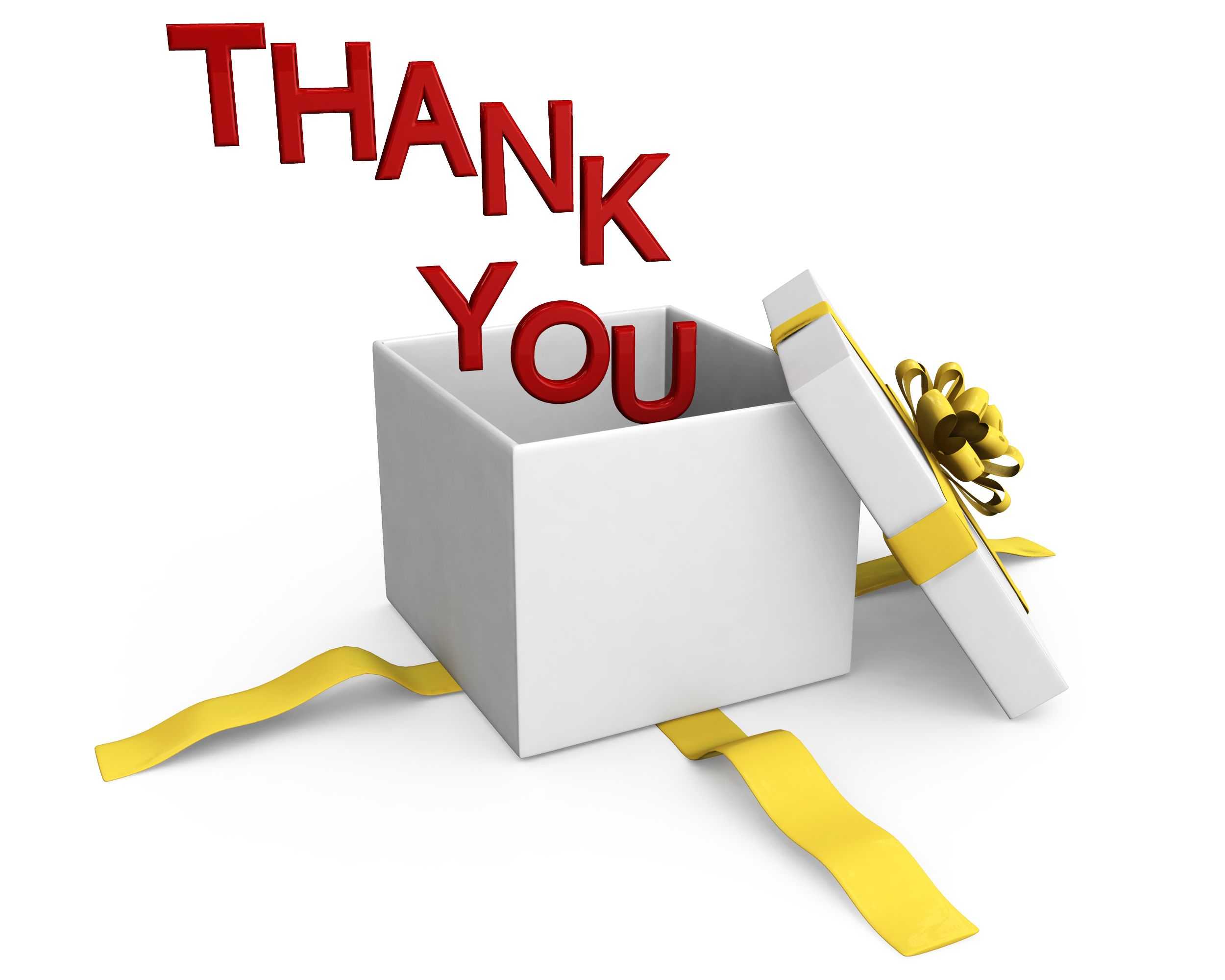 0914 Thank You Words Coming Out Of Gift Box Stock Photo With Powerpoint Thank You Card Template