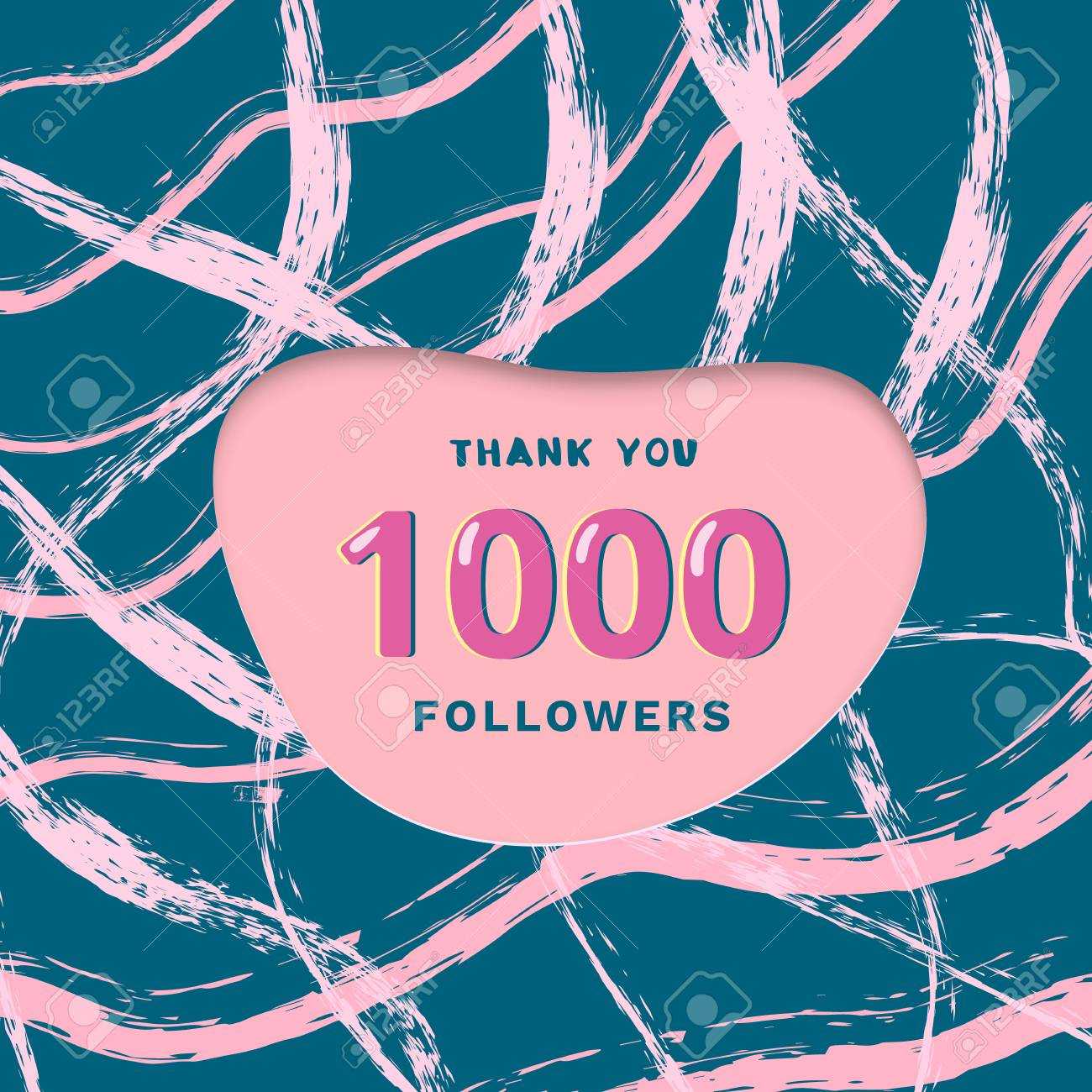 1000 Followers Thank You Card. Cover With Papercut Shape Pertaining To Med Card Template