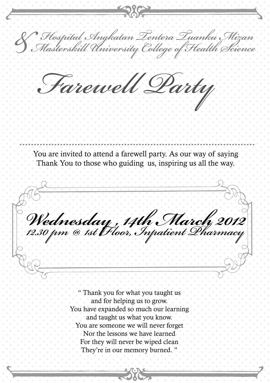 11 Standard Farewell Invitation Card Template Free Photo For Farewell Invitation Card Template