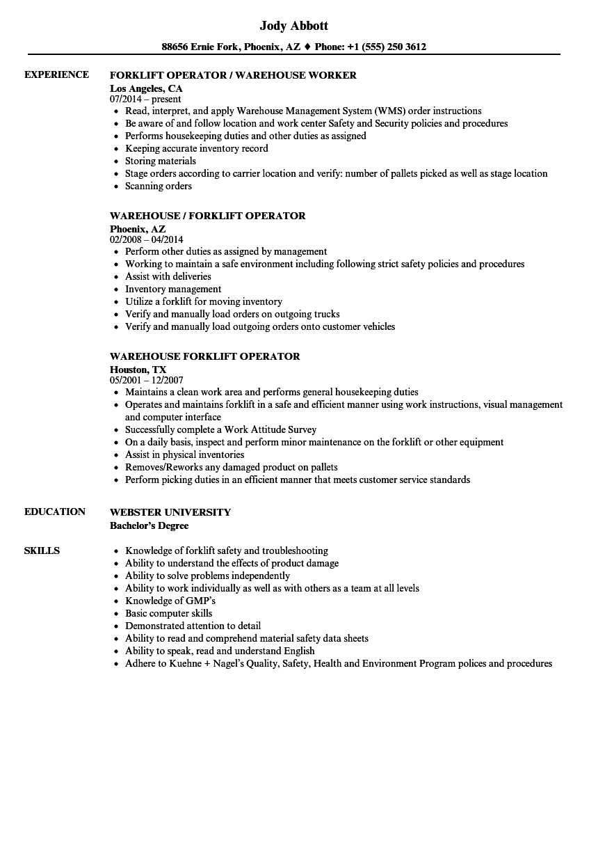 12 Forklift Operator Resume Samples | Radaircars With Forklift Certification Template
