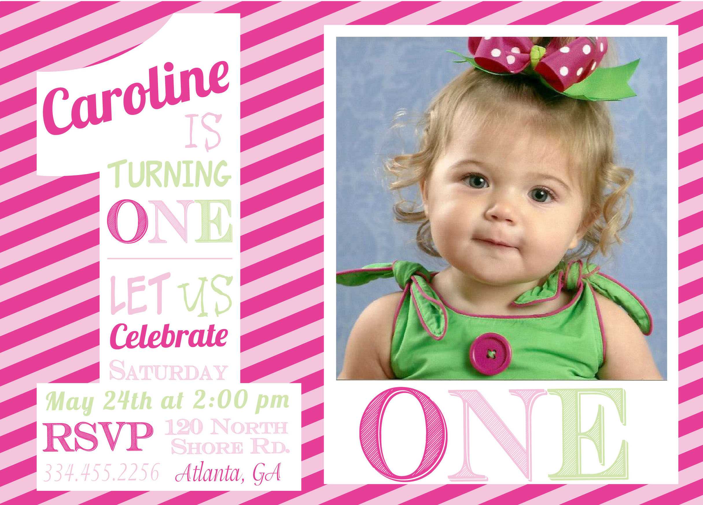 1St Birthday Invitations Girl Free Template : First Birthday Inside First Birthday Invitation Card Template