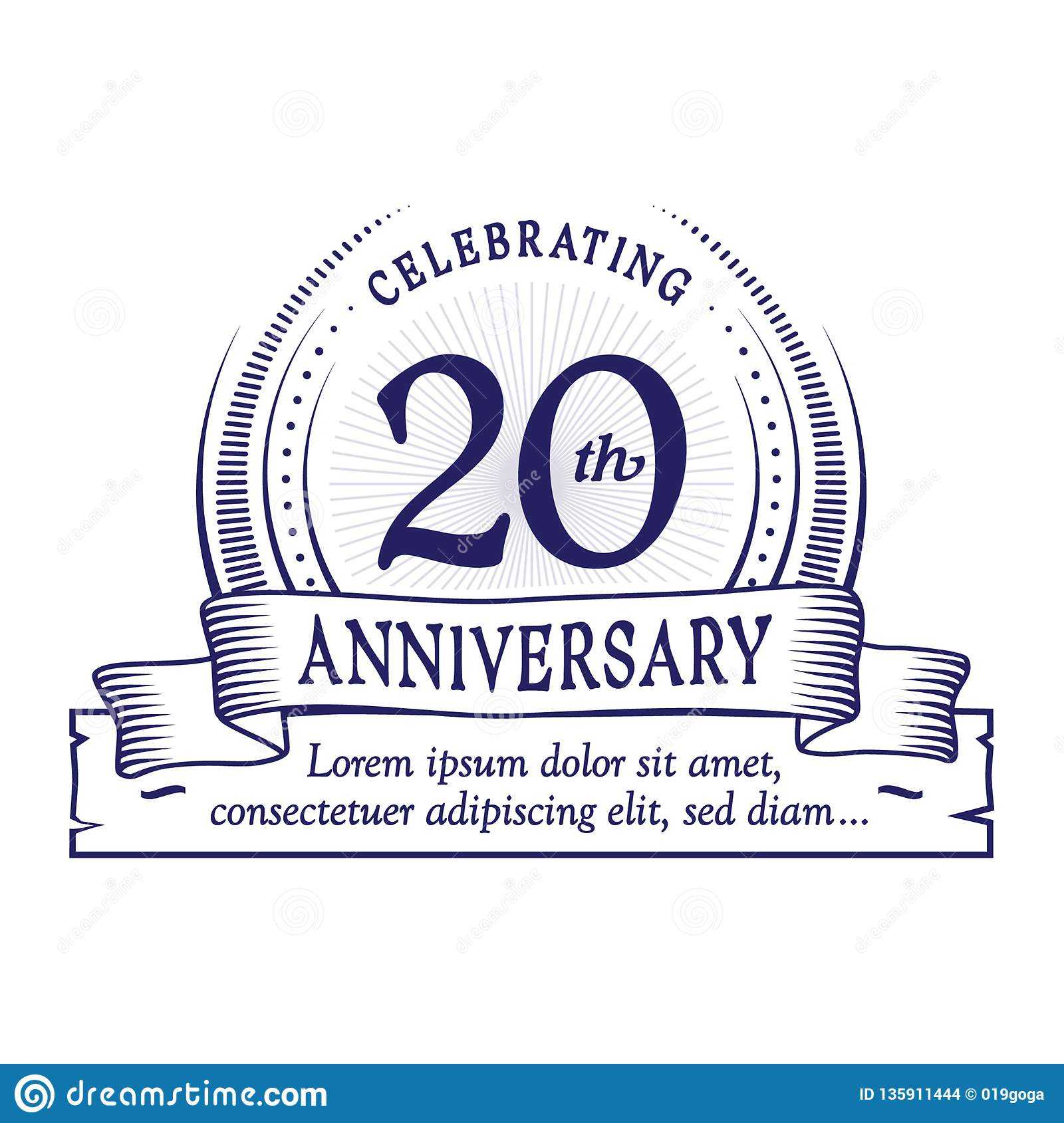 20Th Anniversary Design Template. 20 Years Logo. Twenty With Anniversary Certificate Template Free