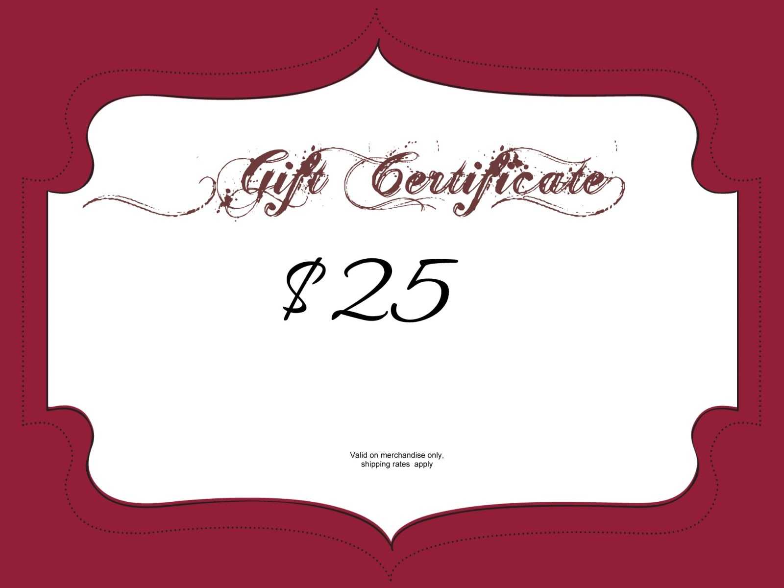 $25 Gift Certificate Template | Certificatetemplategift With Mary Kay Gift Certificate Template