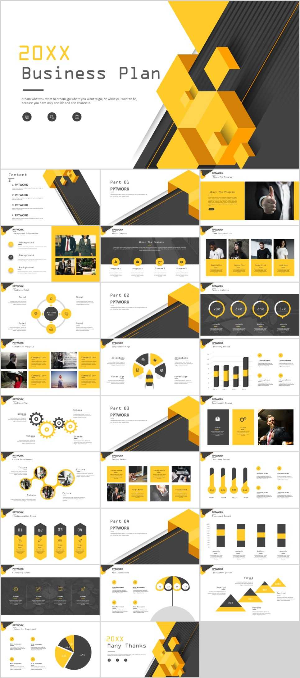 27+ Yellow Business Report Plan Powerpoint Template With Regard To Powerpoint Template Resolution