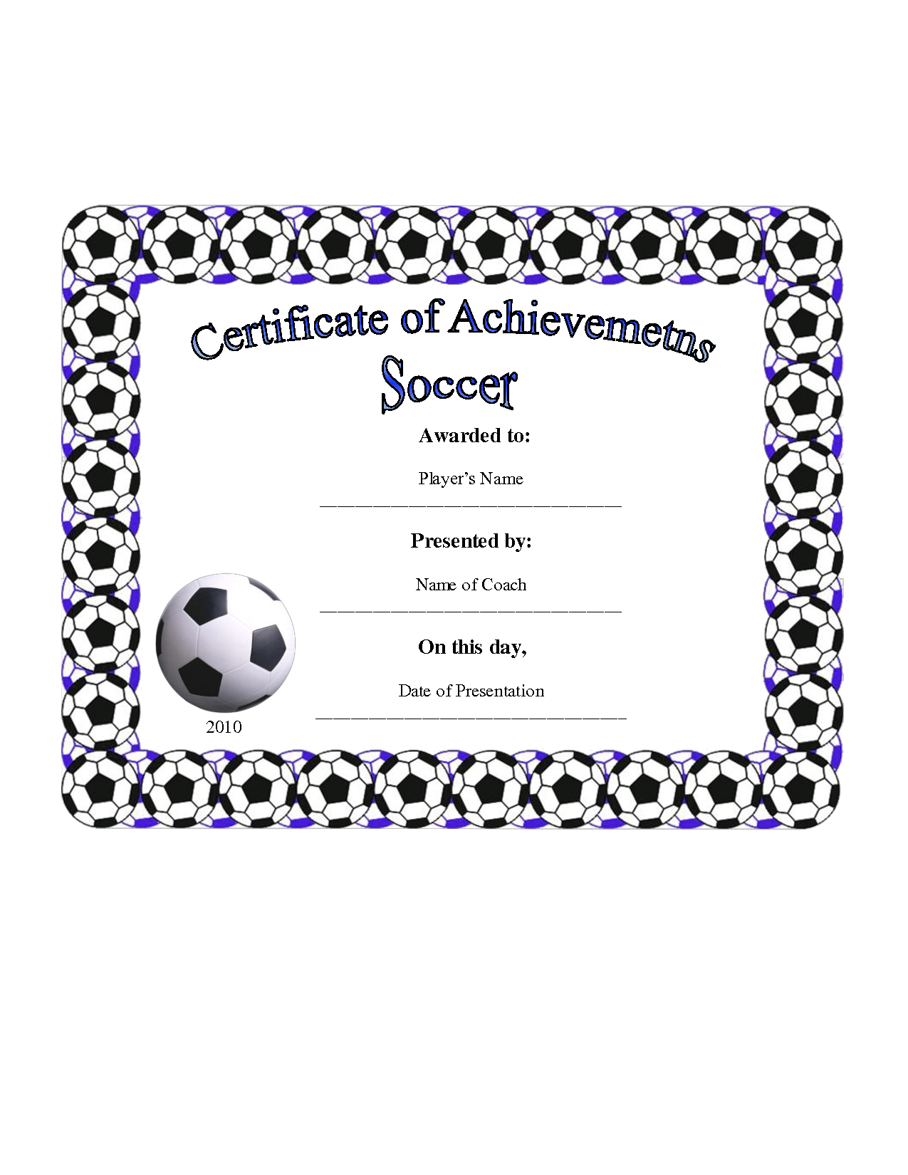28+ [ Soccer Certificate Template ] | 7 Best Images Of Free Intended For Soccer Certificate Templates For Word