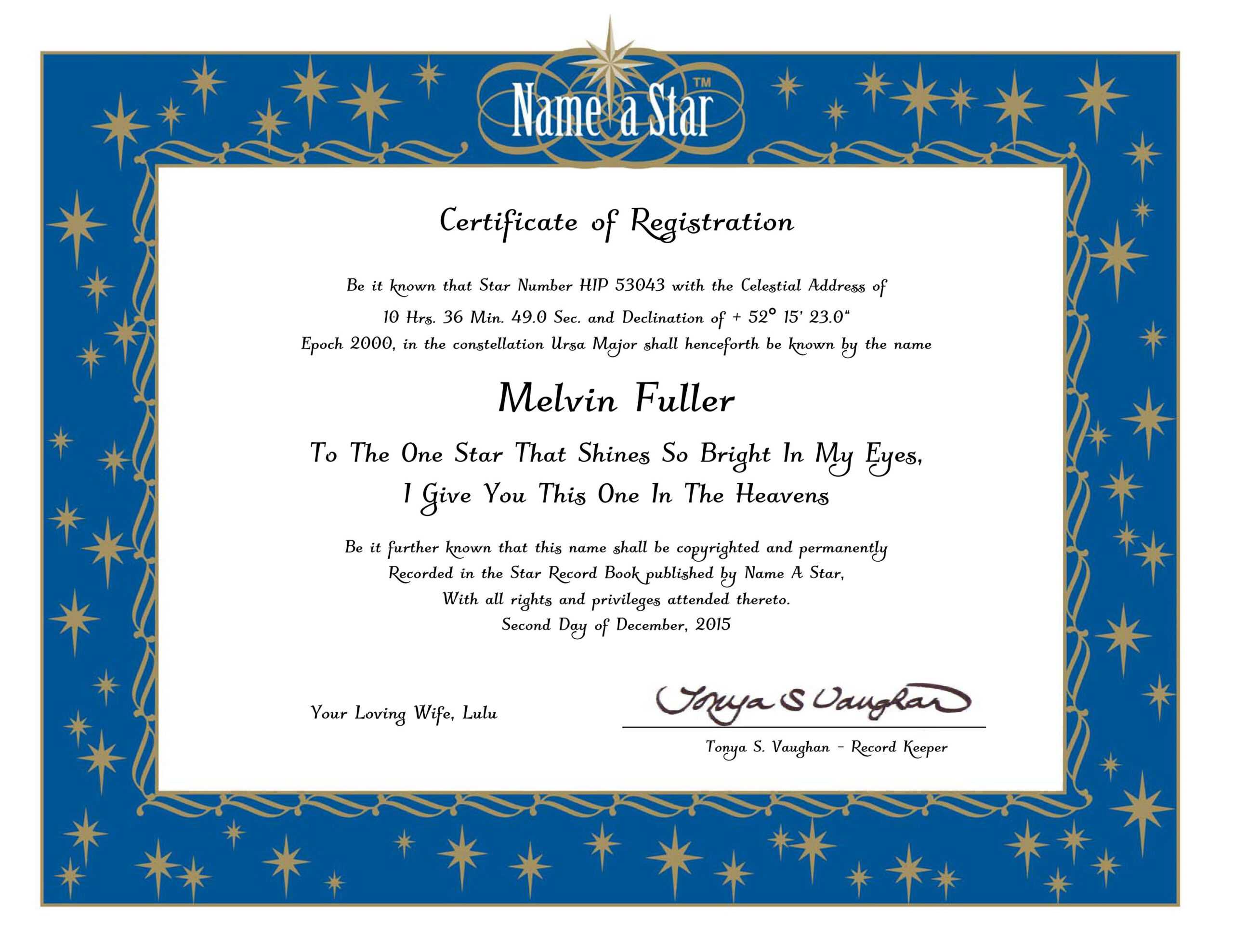 28+ [ Star Certificate Template ] | Shooting Star Specialty Intended For Star Naming Certificate Template