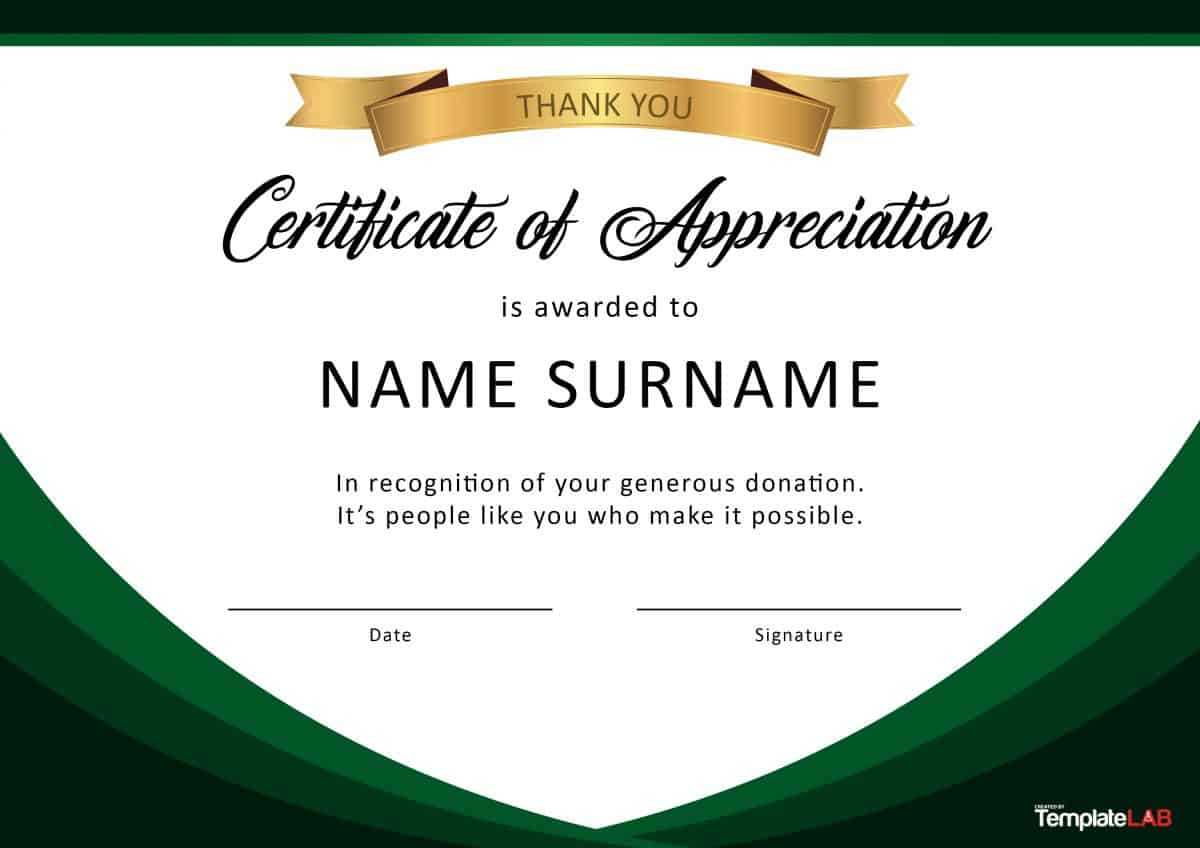 30 Free Certificate Of Appreciation Templates And Letters For Printable Certificate Of Recognition Templates Free