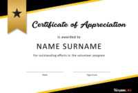 30 Free Certificate Of Appreciation Templates And Letters regarding Volunteer Certificate Templates