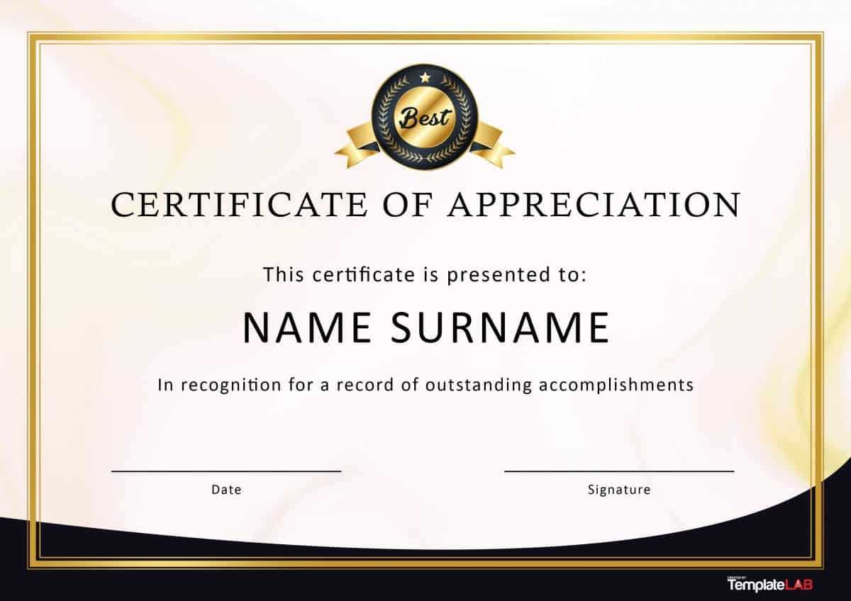 30 Free Certificate Of Appreciation Templates And Letters Within Best Performance Certificate Template