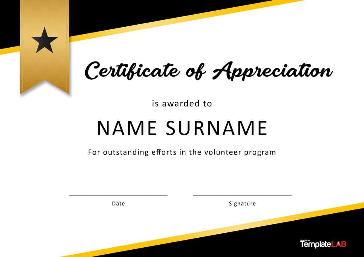 30 Free Certificate Of Appreciation Templates And Letters Within Volunteer Award Certificate Template