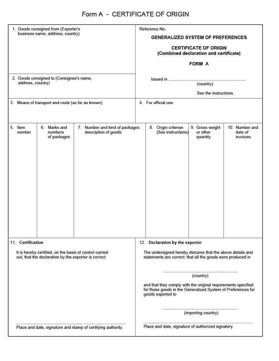 30 Printable Certificate Of Origin Templates (100% Free) ᐅ In Nafta Certificate Template