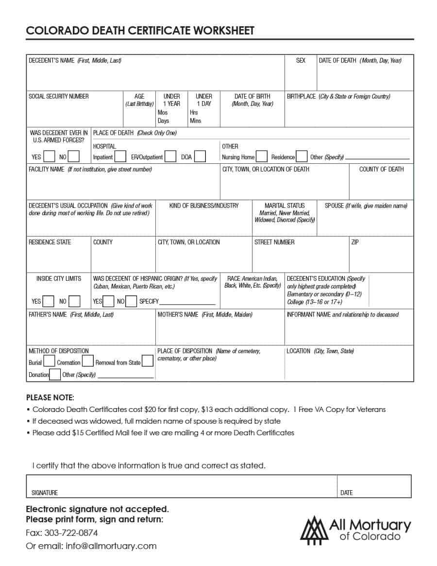 37 Blank Death Certificate Templates [100% Free] ᐅ Templatelab Inside Birth Certificate Fake Template