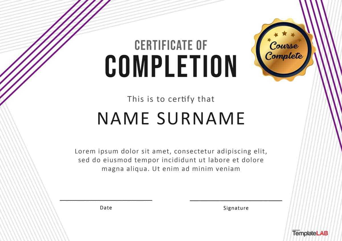 40 Fantastic Certificate Of Completion Templates [Word With Regard To Free Certificate Of Completion Template Word