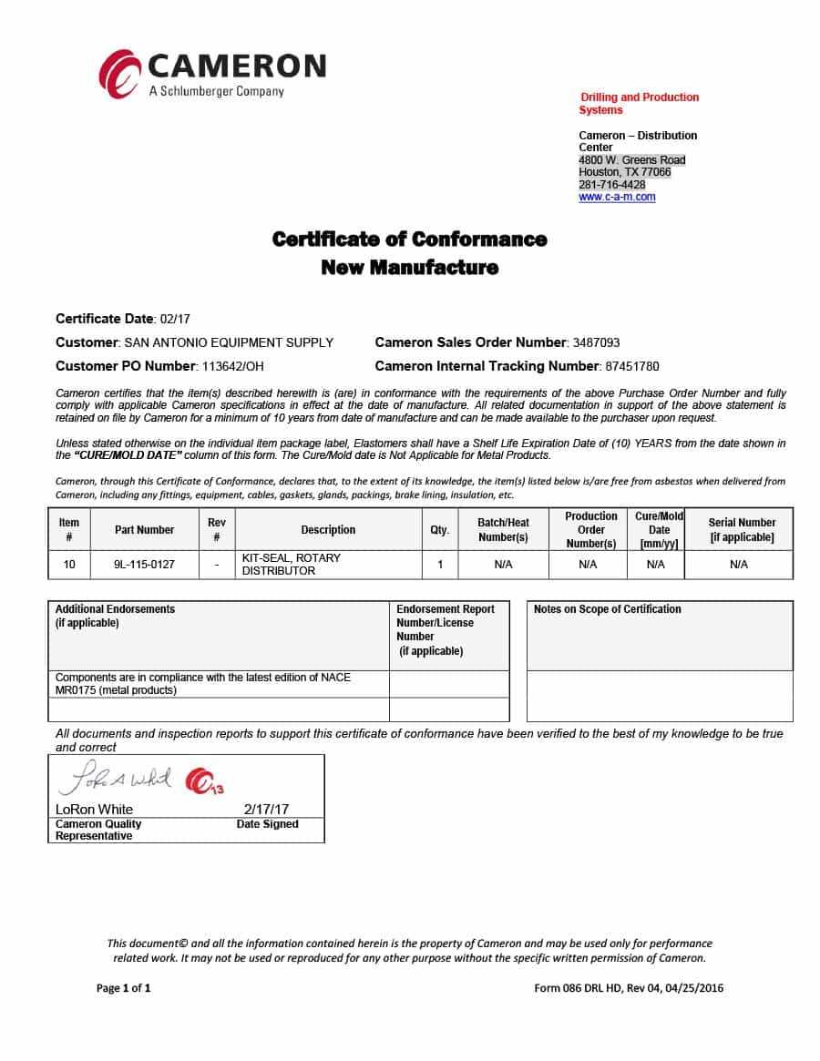 40 Free Certificate Of Conformance Templates & Forms ᐅ For Certificate Of Inspection Template