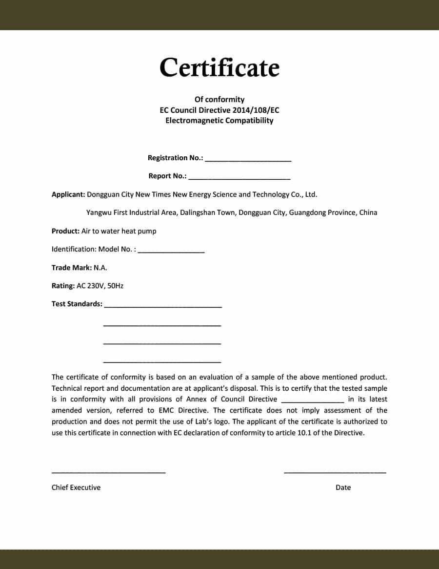 40 Free Certificate Of Conformance Templates & Forms ᐅ With Certificate Of Manufacture Template