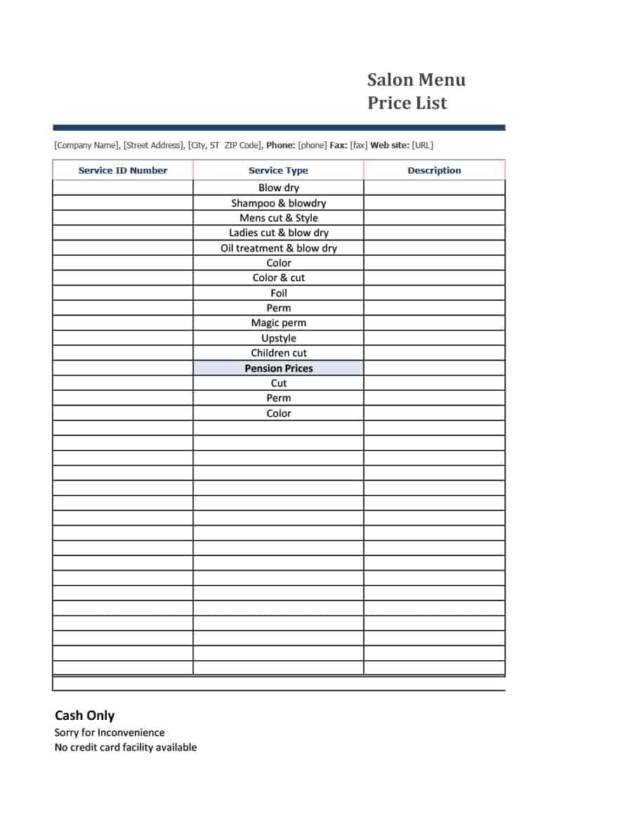 40 Free Price List Templates (Price Sheet Templates) ᐅ Intended For Rate Card Template Word