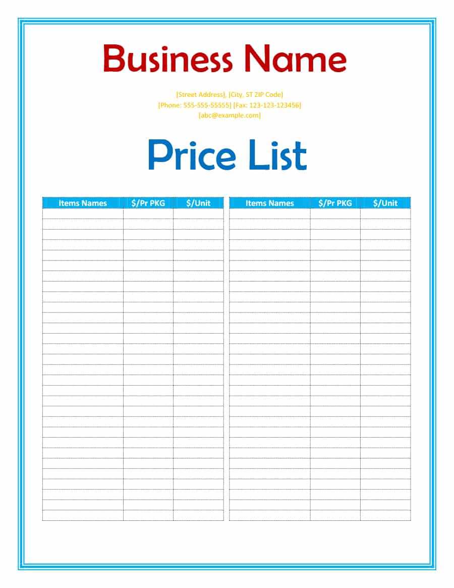 40 Free Price List Templates (Price Sheet Templates) ᐅ Throughout Rate Card Template Word