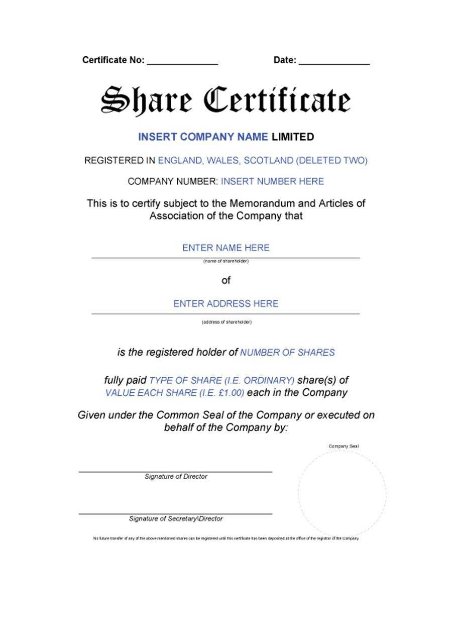 40+ Free Stock Certificate Templates (Word, Pdf) ᐅ Templatelab With Regard To Shareholding Certificate Template