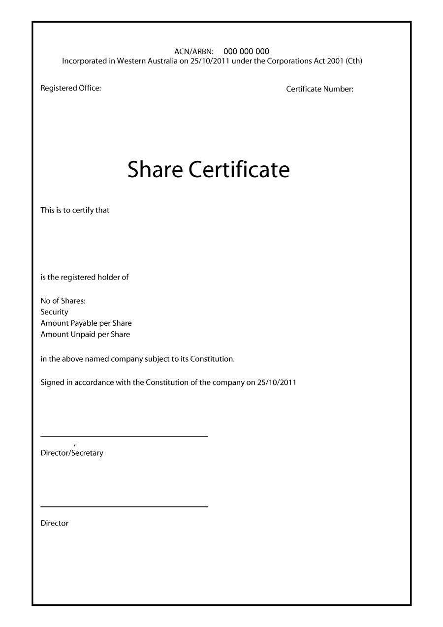 40+ Free Stock Certificate Templates (Word, Pdf) ᐅ Templatelab Within Corporate Share Certificate Template