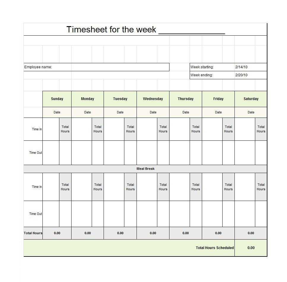 40 Free Timesheet Templates [In Excel] ᐅ Templatelab Intended For Weekly Time Card Template Free