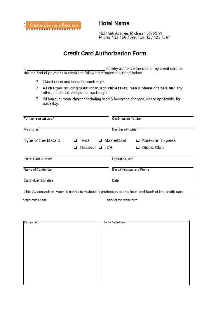 41 Credit Card Authorization Forms Templates {Ready To Use} With Credit Card Billing Authorization Form Template