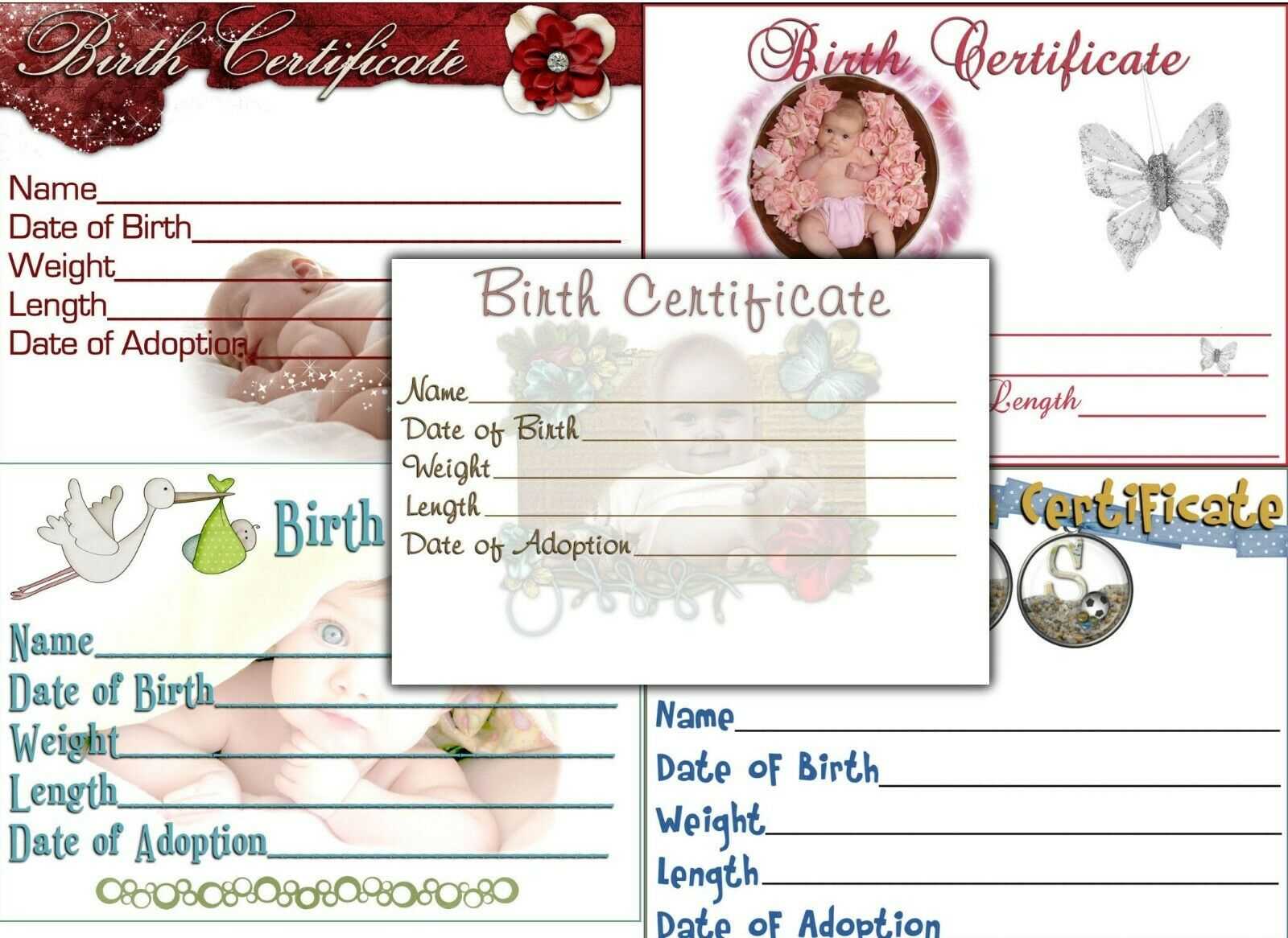 5 Reborn Baby #1 "print Yourself" Birth Certificate Graphics Unlimited You  Print With Regard To Baby Doll Birth Certificate Template