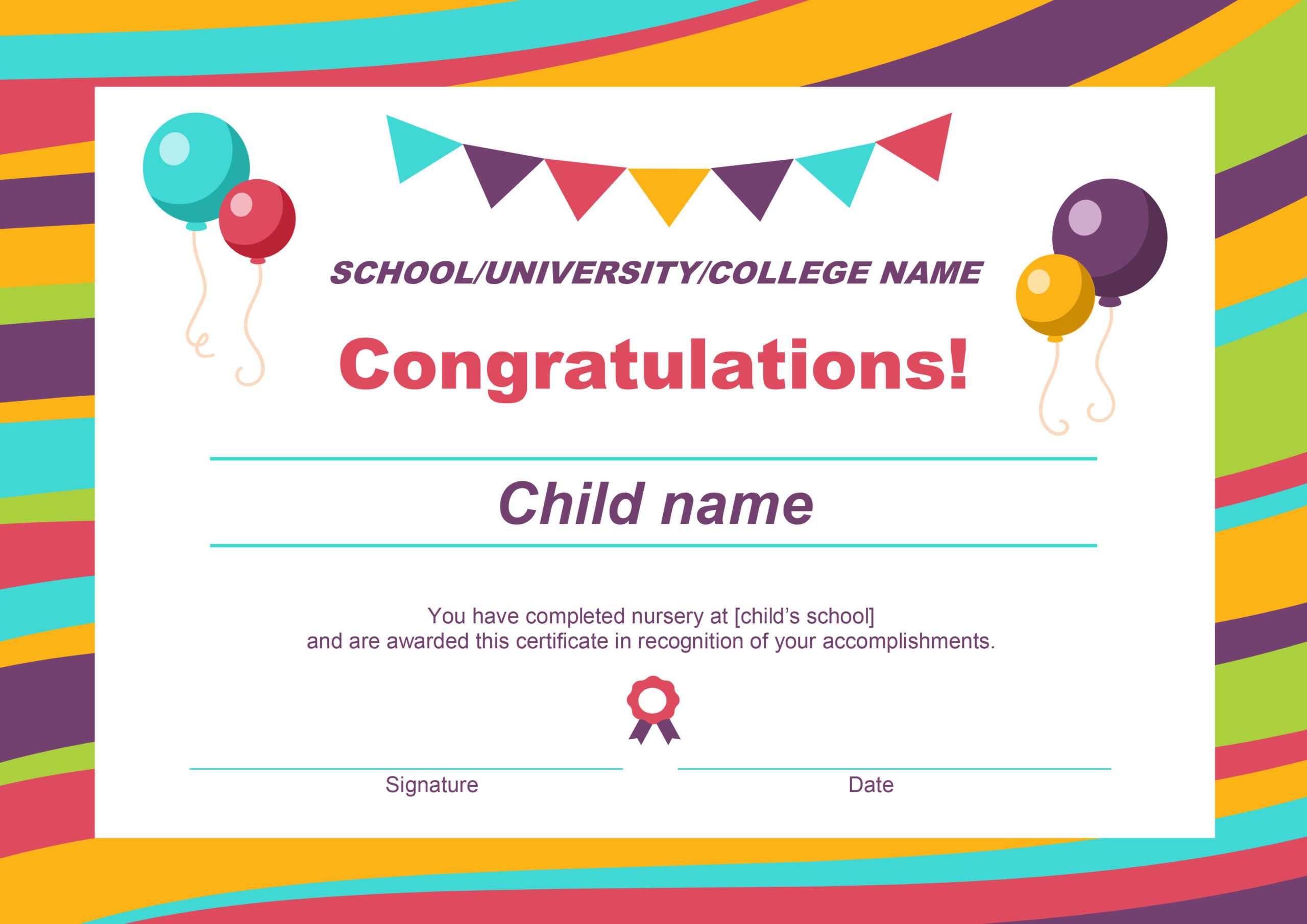 50 Free Creative Blank Certificate Templates In Psd Inside Free Kids Certificate Templates