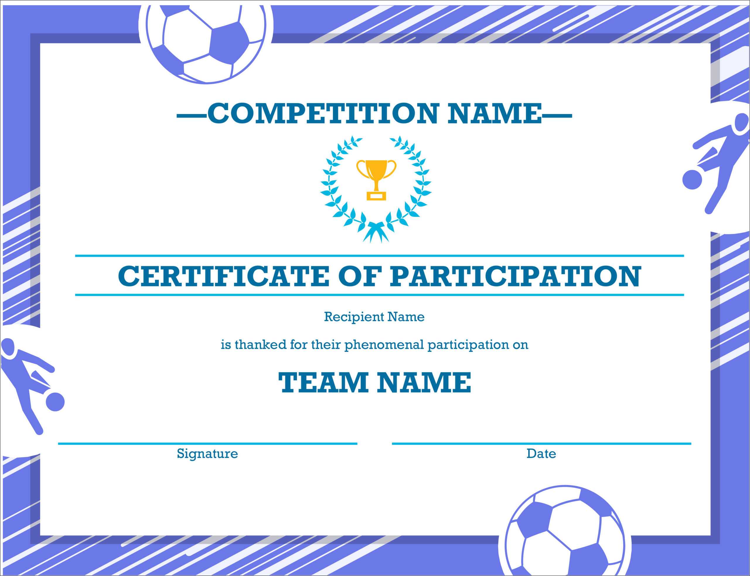 50 Free Creative Blank Certificate Templates In Psd With Regard To Soccer Award Certificate Templates Free