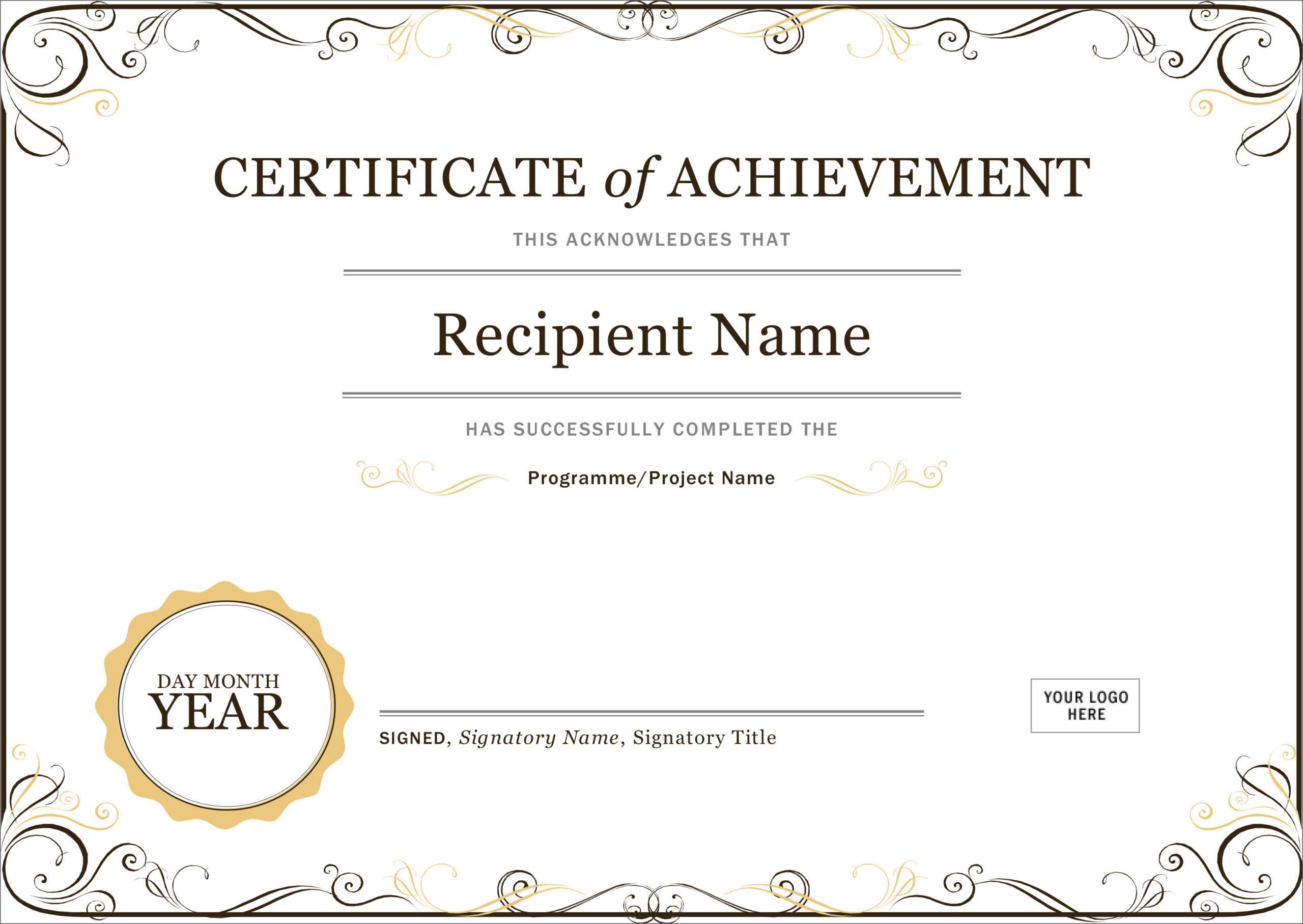 50 Free Creative Blank Certificate Templates In Psd With Word Certificate Of Achievement Template