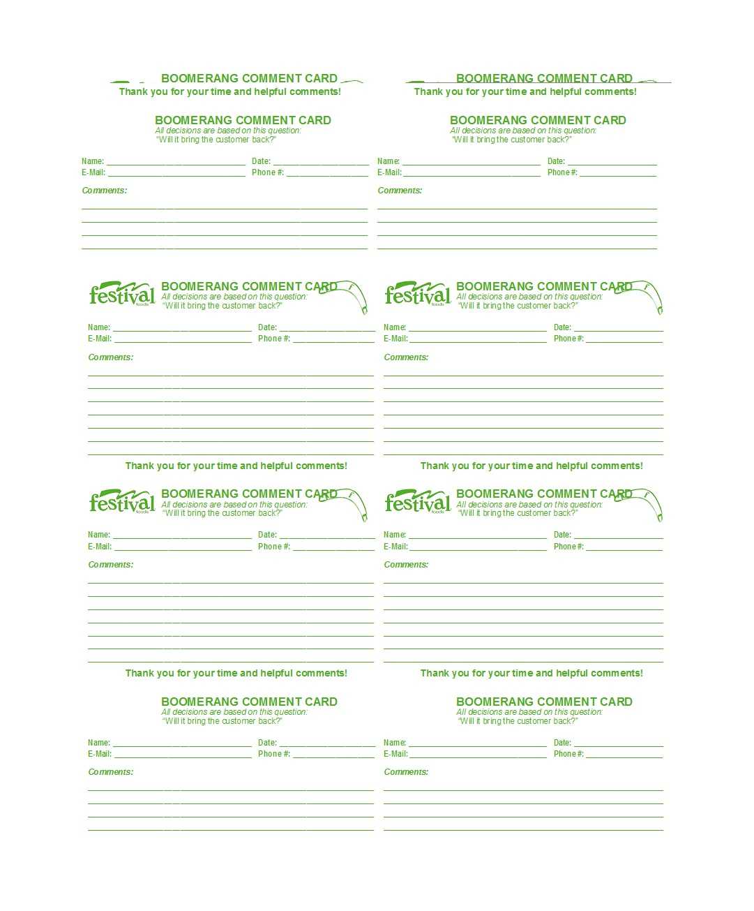 50 Printable Comment Card & Feedback Form Templates ᐅ Pertaining To Comment Cards Template