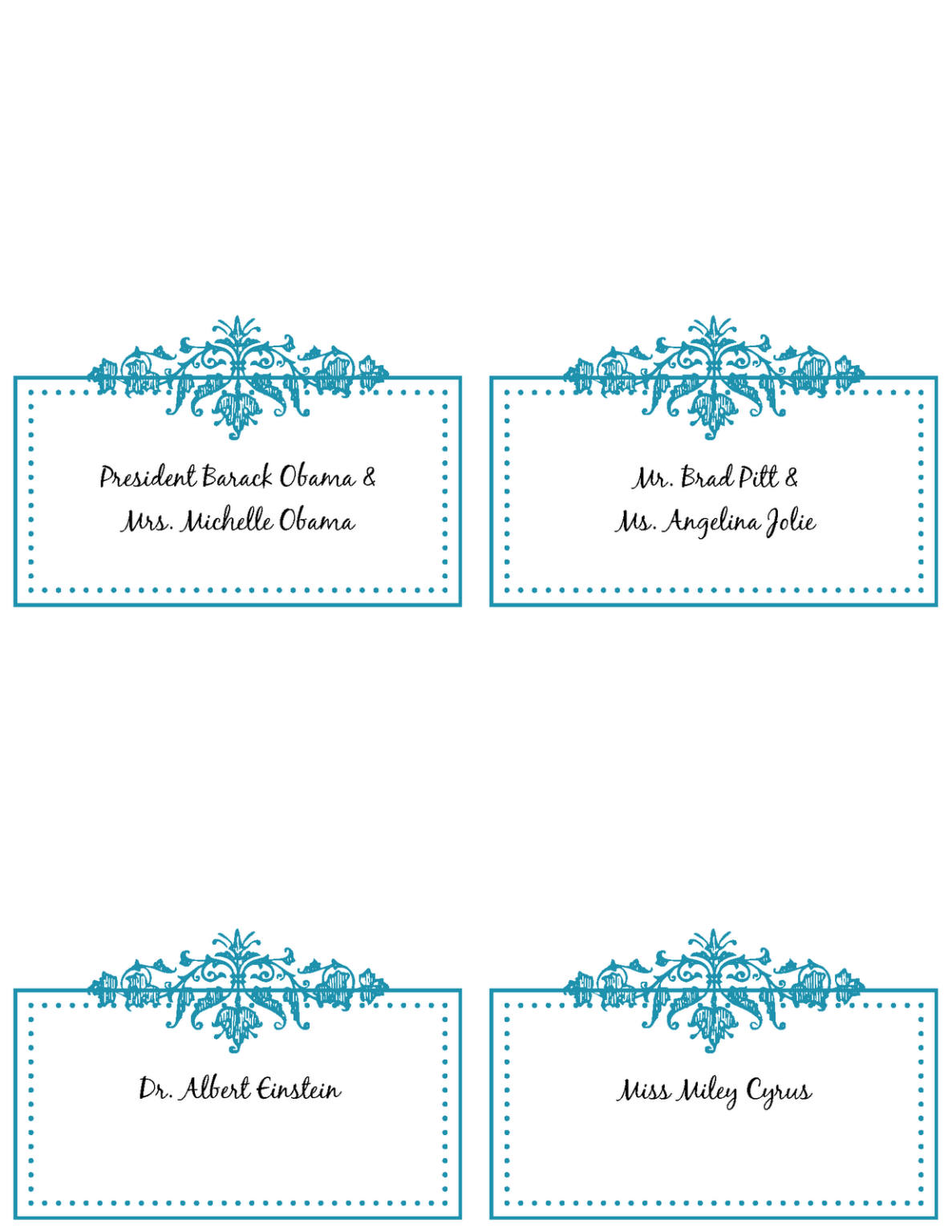 Printable Place Cards For Wedding