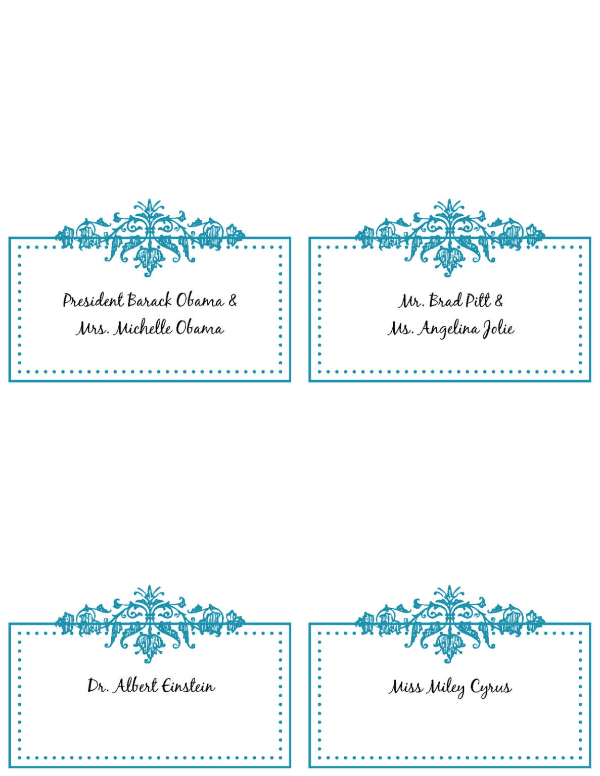 Free Place Card Template Printable Templates