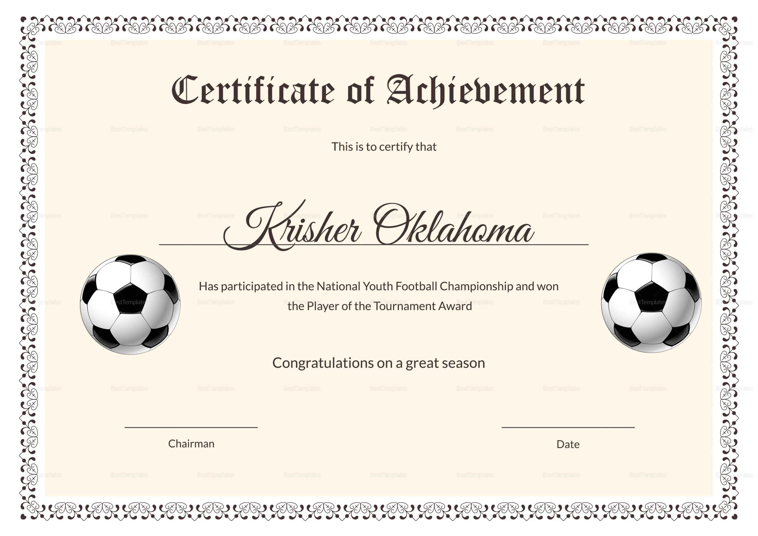 62A11 Soccer Award Certificates | Wiring Library For Football Certificate Template