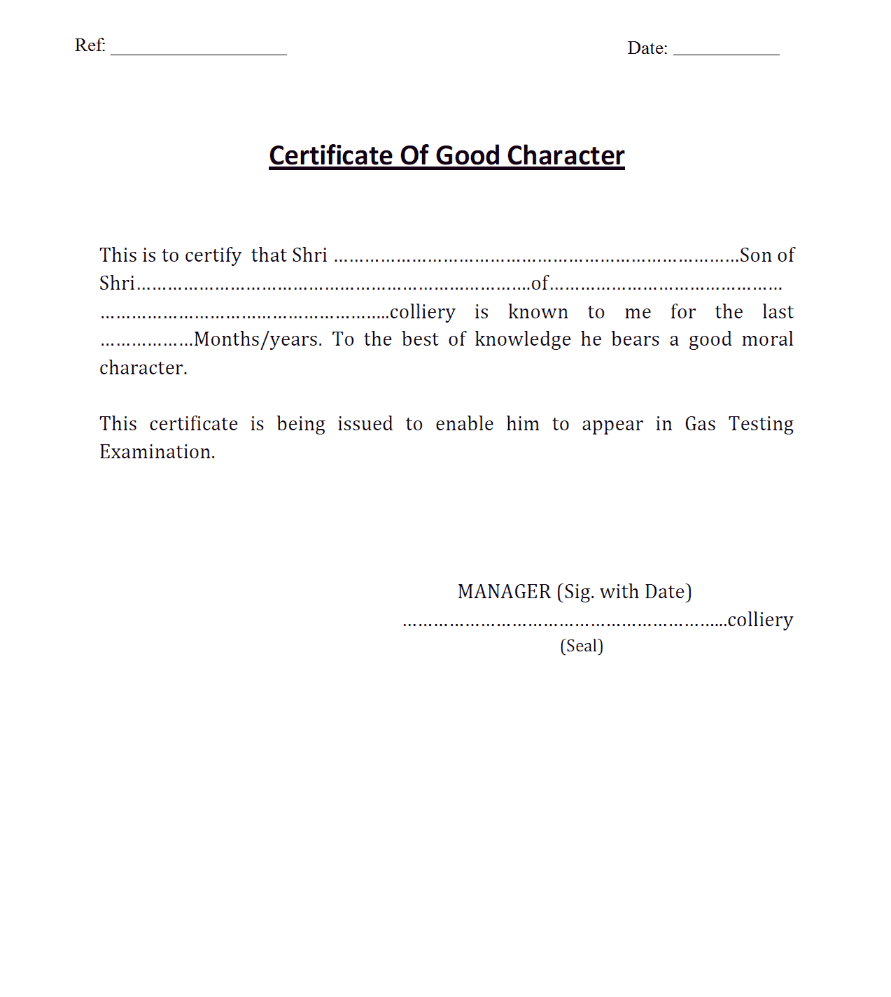 7+ Character Certificate Templates – Word Excel Samples Throughout Good Job Certificate Template
