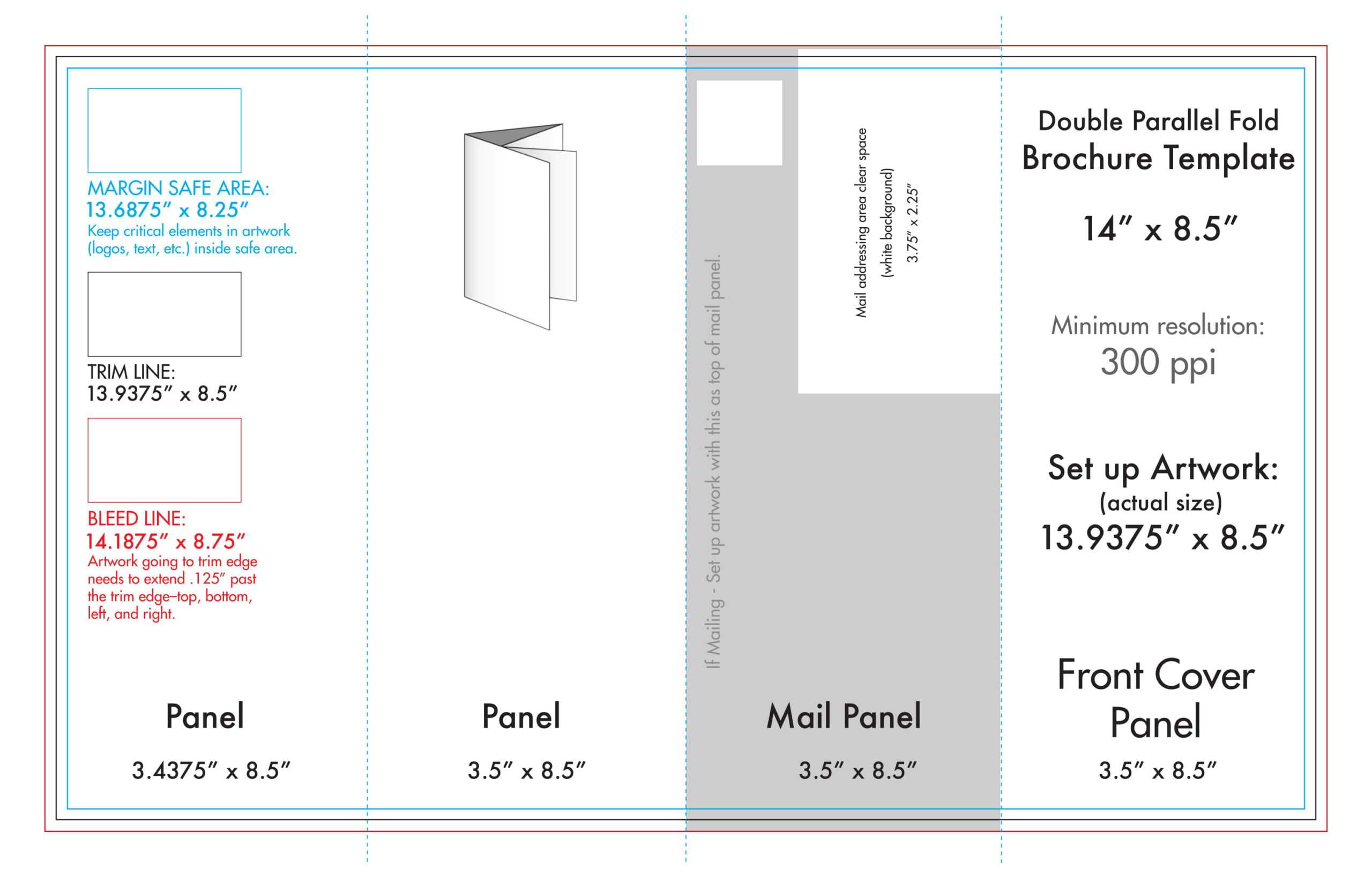 8.5" X 14" Double Parallel Brochure Template – U.s. Press With Regard To Brochure Rubric Template