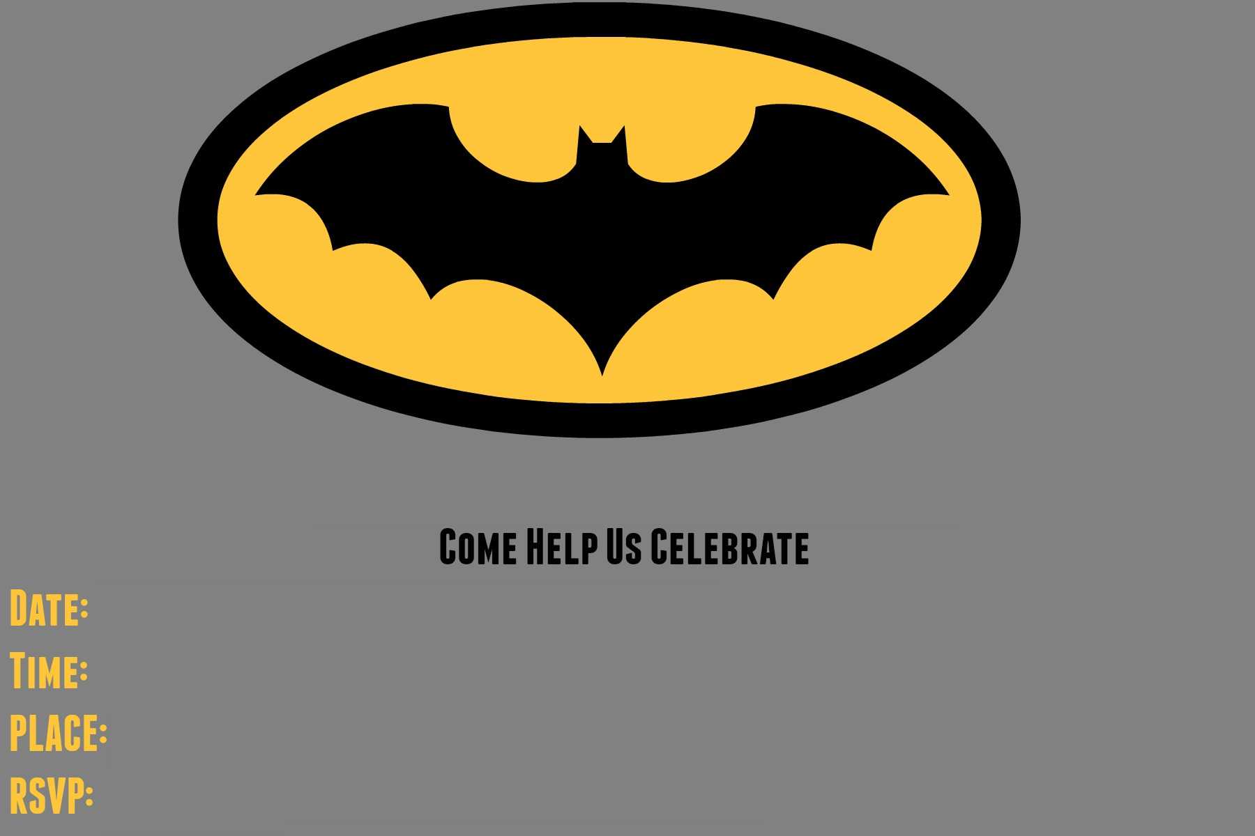 9 Awesome Batman Birthday Invitations | Kittybabylove Throughout Batman Birthday Card Template