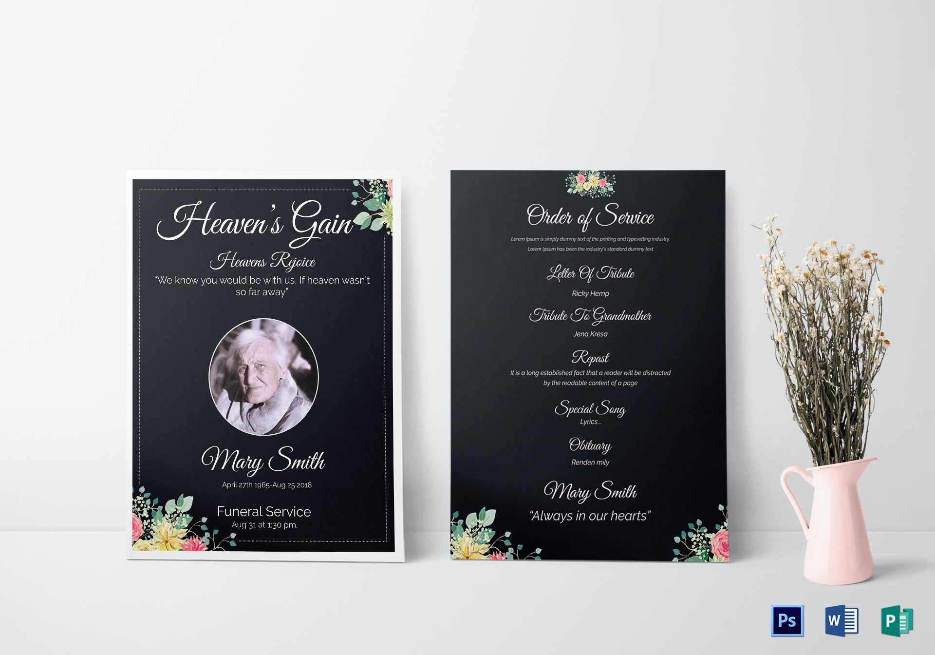 93362 Floral Funeral Invitation Design Template In Word C Within Funeral Invitation Card Template