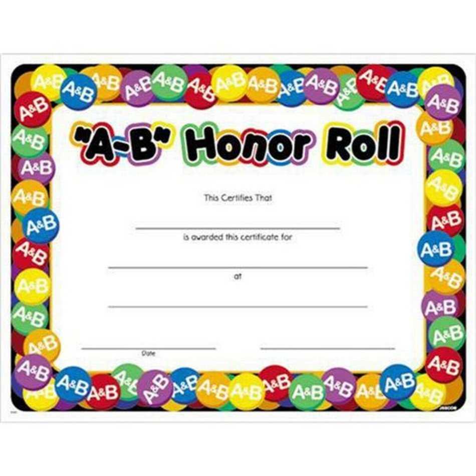 A B Honor Roll Certificate Template Free Image For Honor Roll Certificate Template
