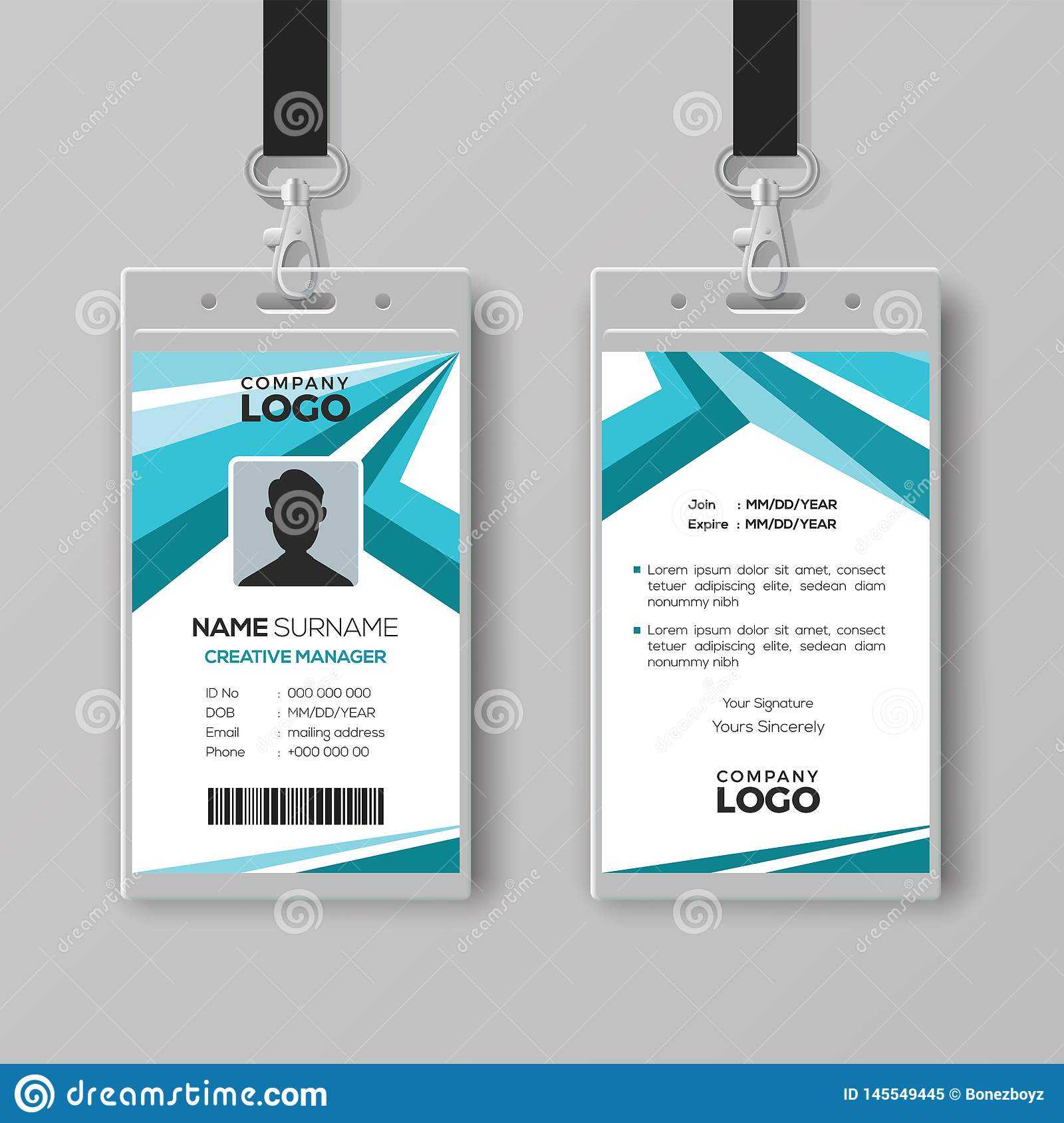 Abstract Corporate Id Card Design Template Stock Vector Throughout Conference Id Card Template