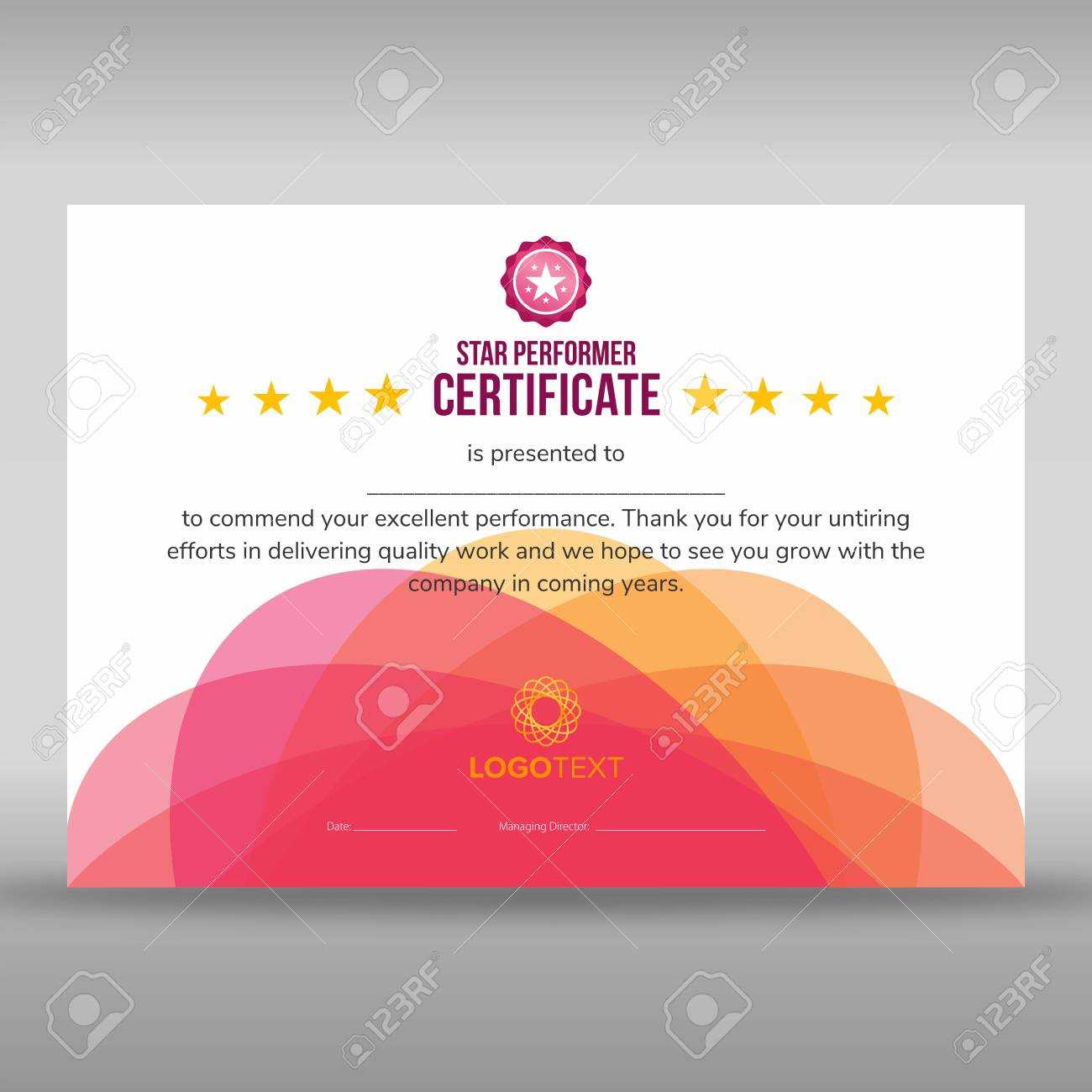 Abstract Creative Pink Star Performer Certificate With Regard To Star Performer Certificate Templates