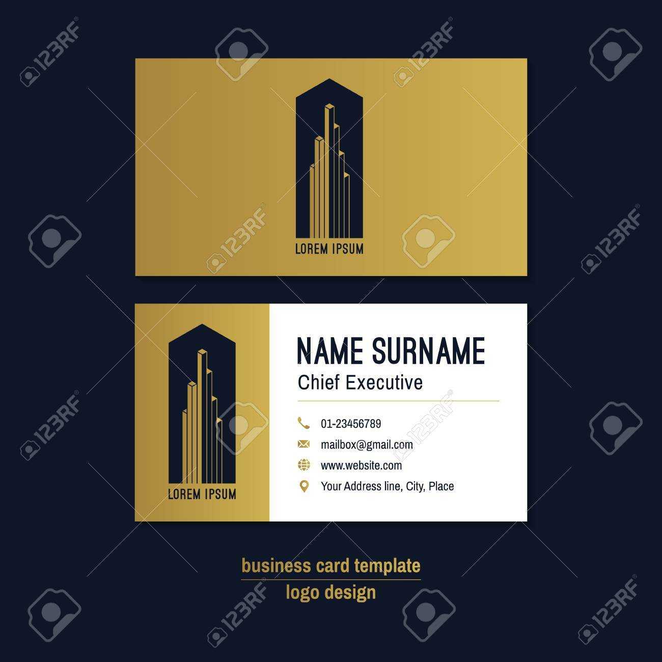 Abstract Horizontal Vector Business Card Template. Gold, Blue,.. Intended For Christian Business Cards Templates Free