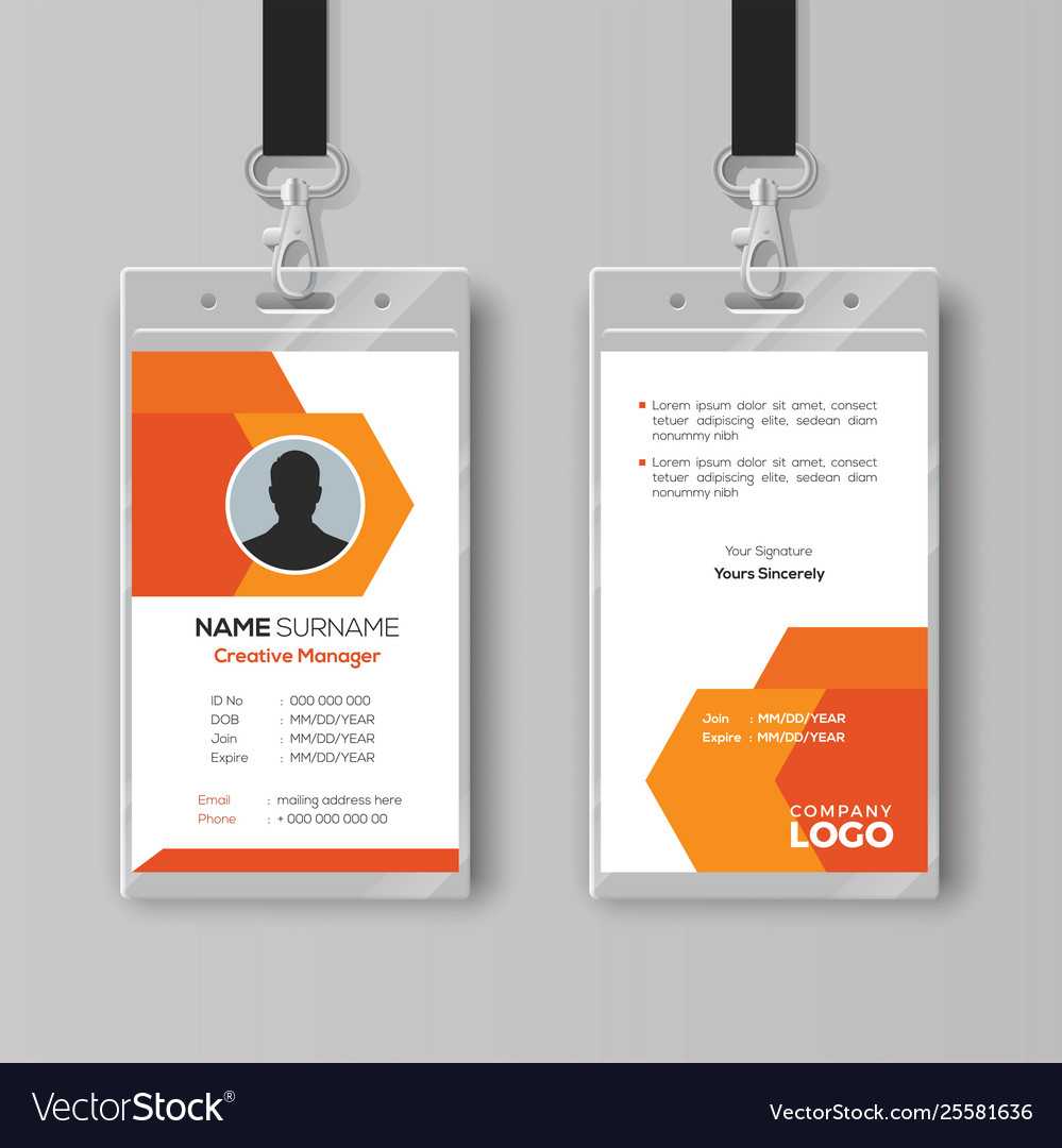 Abstract Orange Id Card Design Template Inside Company Id Card Design Template