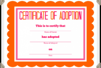 Adoption Certificate Template – Certificate Templates in Adoption Certificate Template