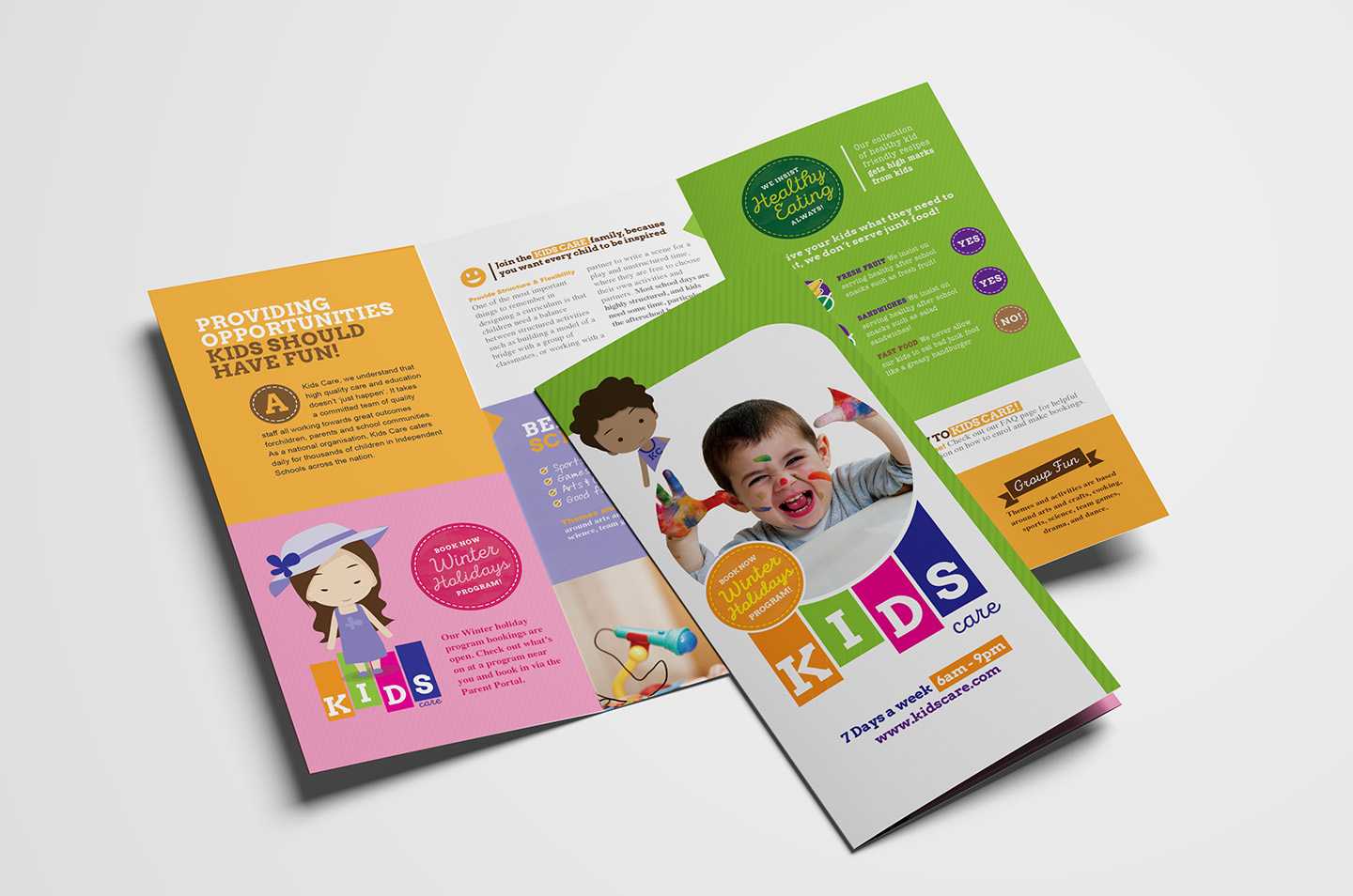 After School Care Tri Fold Brochure Template In Psd, Ai Within Tri Fold School Brochure Template