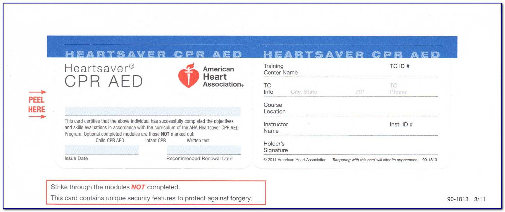 Aha Cpr Card Template | Marseillevitrollesrugby Throughout Forklift Certification Card Template