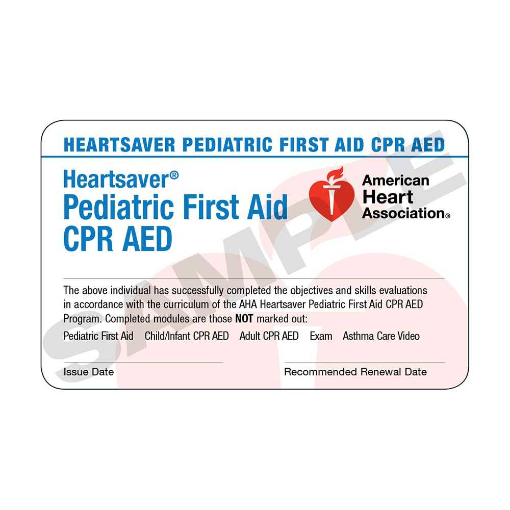 Aha Heartsaver® Pediatric First Aid Cpr Aed Course Completion Cards – 6  Pack Worldpoint® Within Cpr Card Template