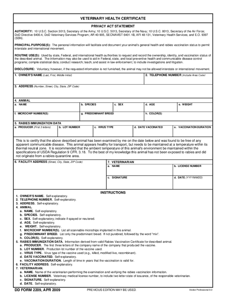 Animal Health Certificate Form – 2 Free Templates In Pdf Regarding Rabies Vaccine Certificate Template