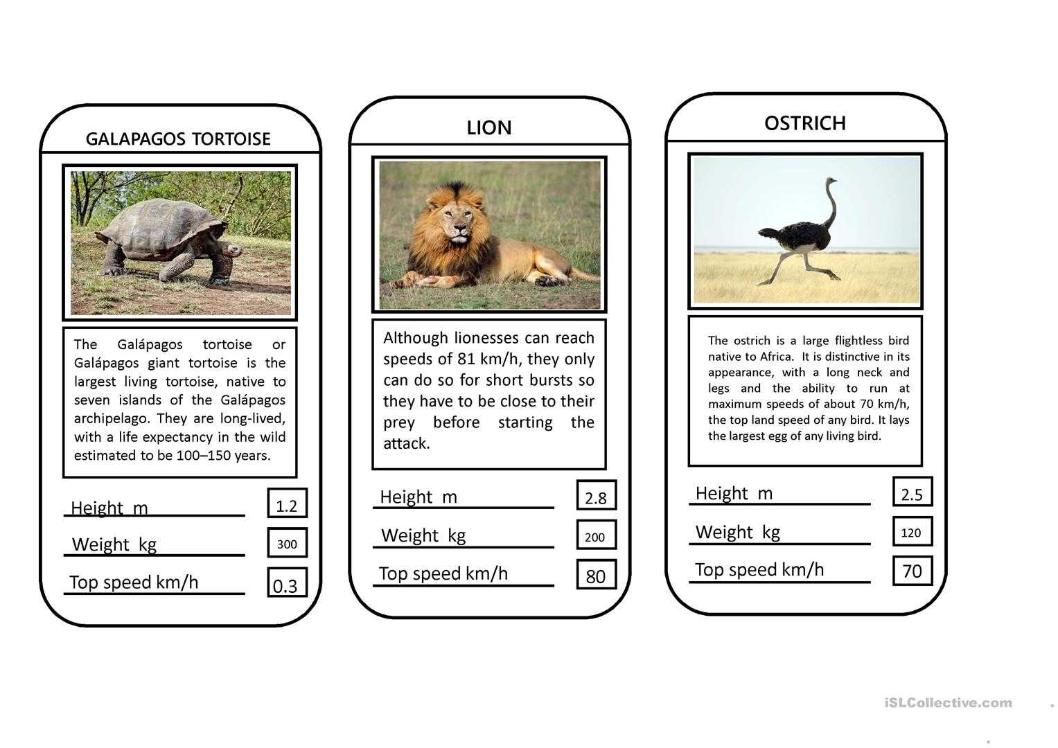 Animal Top Trumps Game - English Esl Powerpoints For Inside Top Trump Card Template