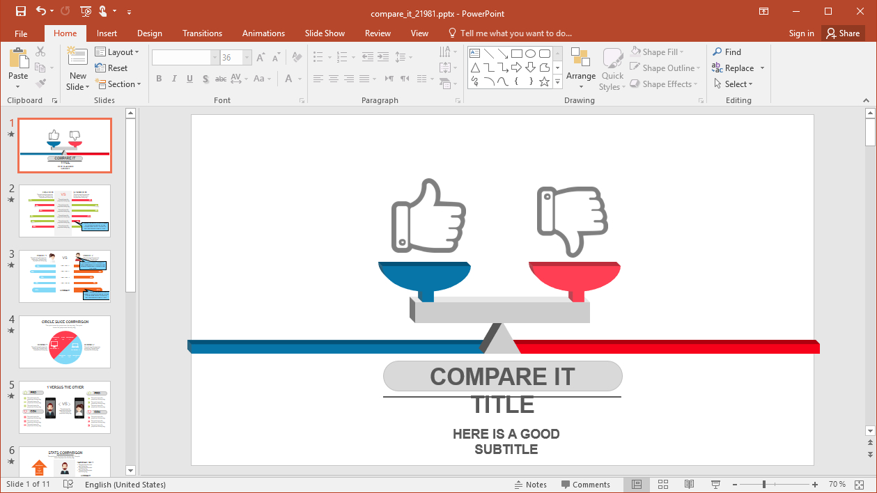 Animated Compare It Powerpoint Template Pertaining To What Is A Template In Powerpoint