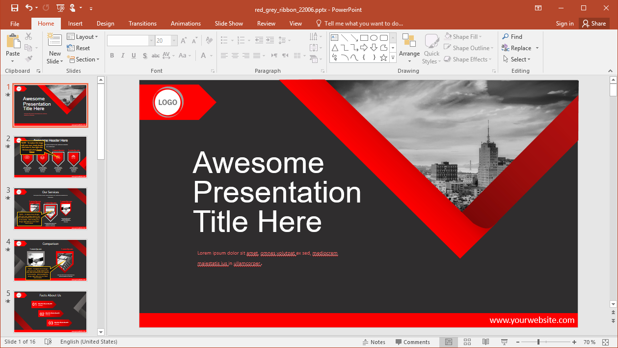 Animated Red Grey Powerpoint Template Intended For Powerpoint Presentation Animation Templates